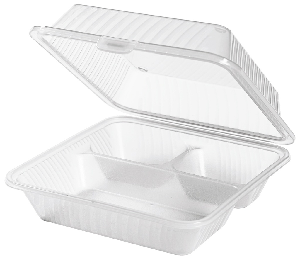 Mehrweg-Menüschalen dreigeteilt hoher Deckel