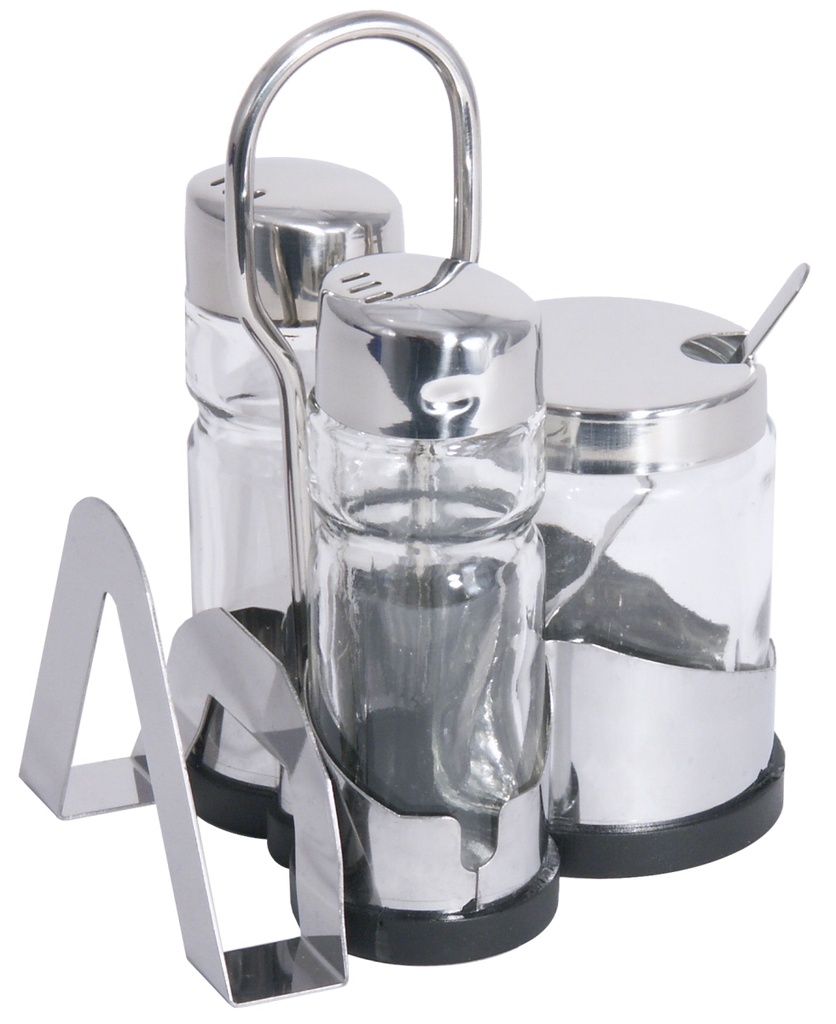 Menage Contacto Salz/Pfeffer, Senf, Halter