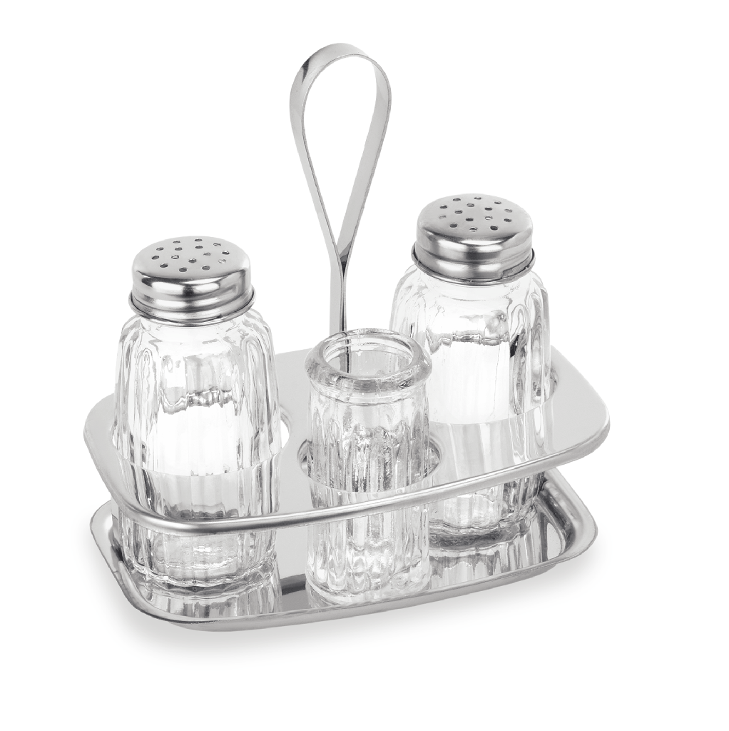 Menage WAS Germany 3-teilig Salz/Pfeffer/Zahnstocherglas
