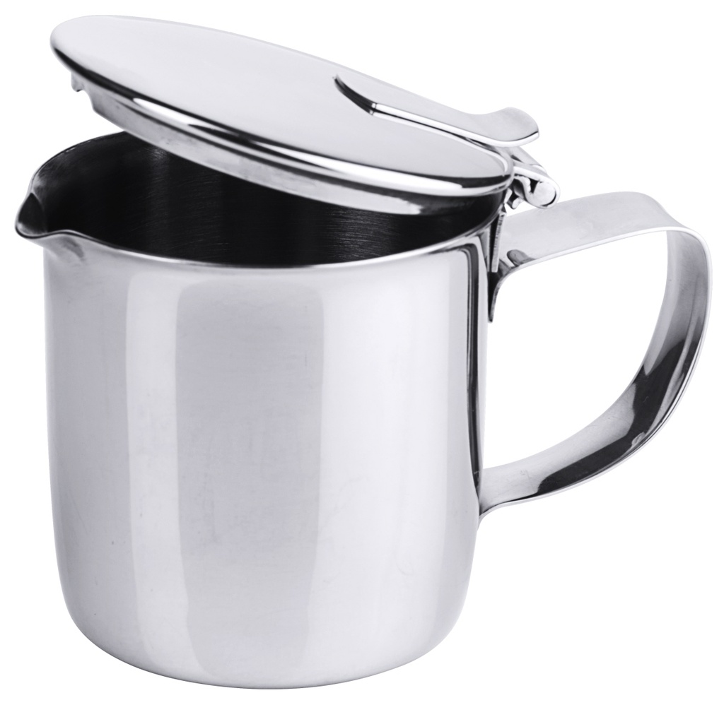 Sahnegießer 0,15 l mit Deckel, mit Griff, aus Edelstahl 18/10