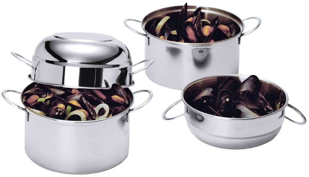 Muschelserviertopf aus Edelstahl 2,5 Liter
