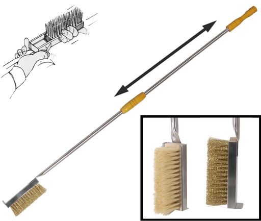 [CTO-1737/174] Pizzaofen-Bürsten Contacto 165cm aus Edelstahl  (Messingdraht)