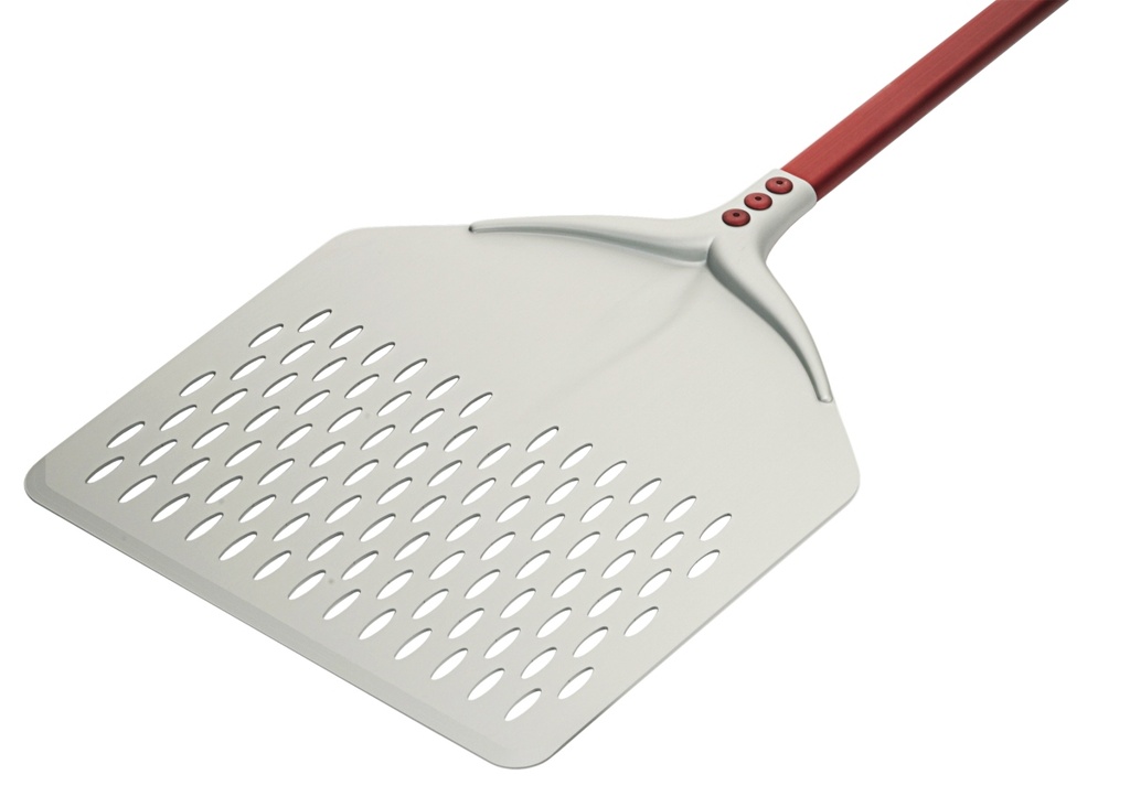 Pizzaschaufel gelocht 33x 33cm aus eloxiertem Aluminium
