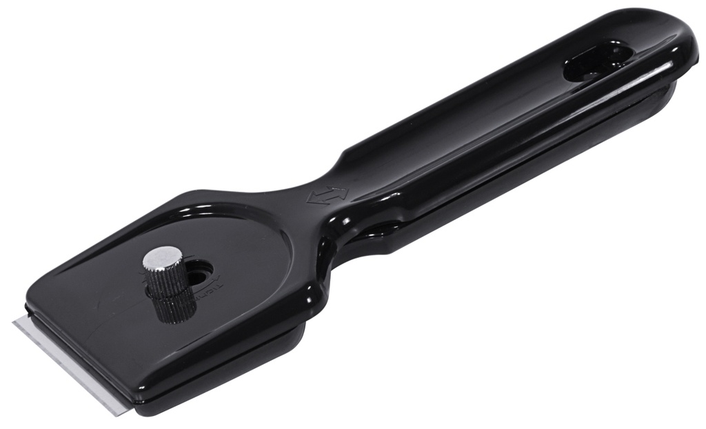 Glasfeld-Schaber aus Kunststoff, mit beweglichem Schutzschieber