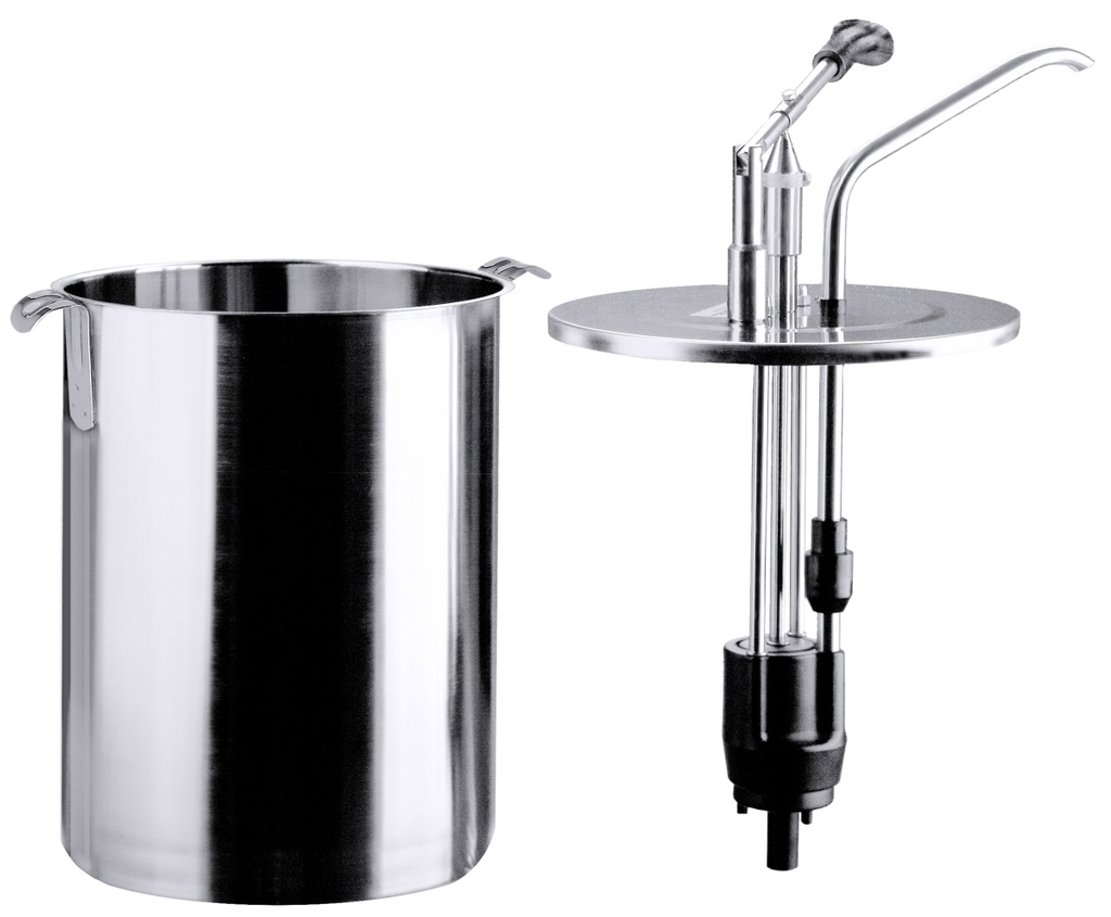 Dispenser / Dosierspender rund mit Griffen mit selbstansaugende Pumpe