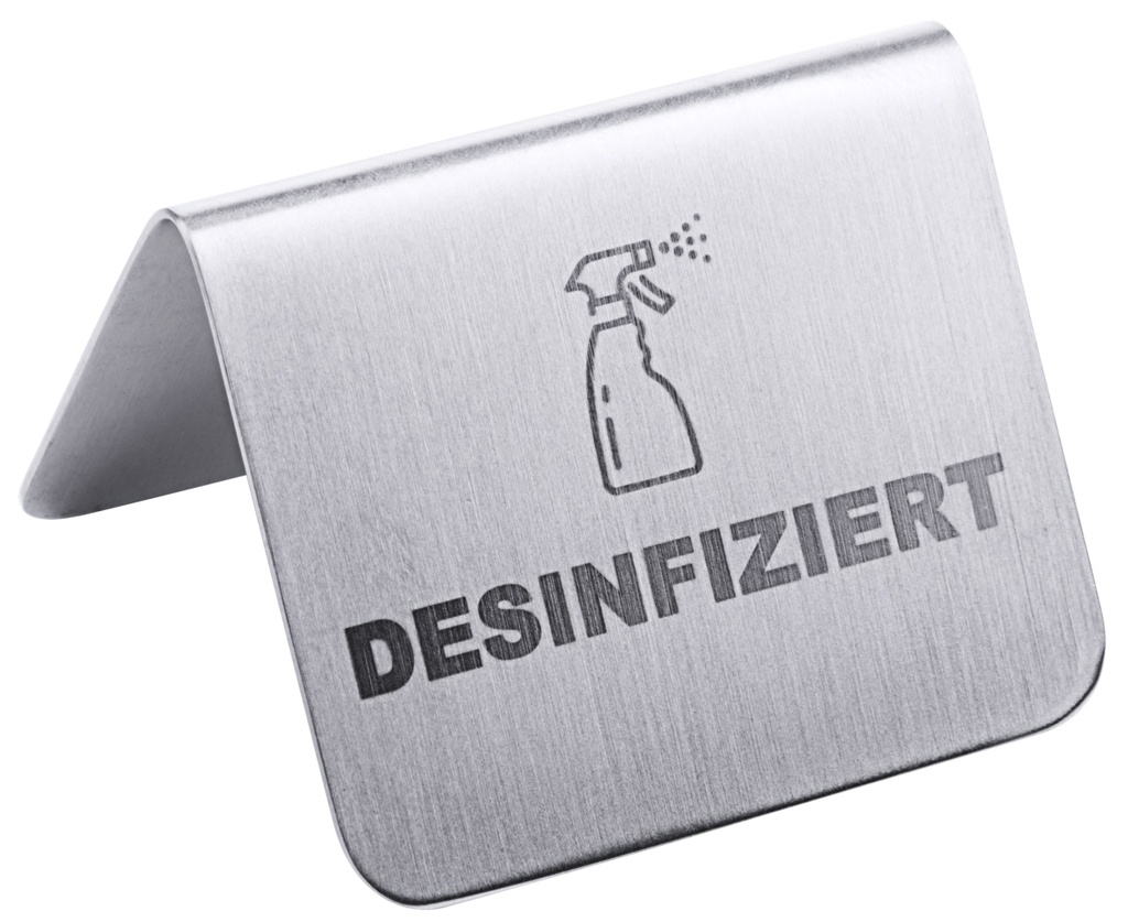 Schild Desinfiziert aus Edelstahl
