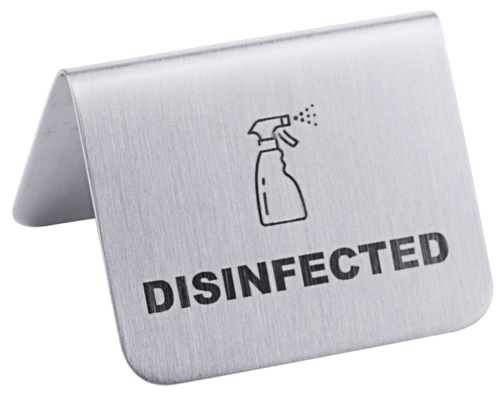 Schild Contacto Disinfected