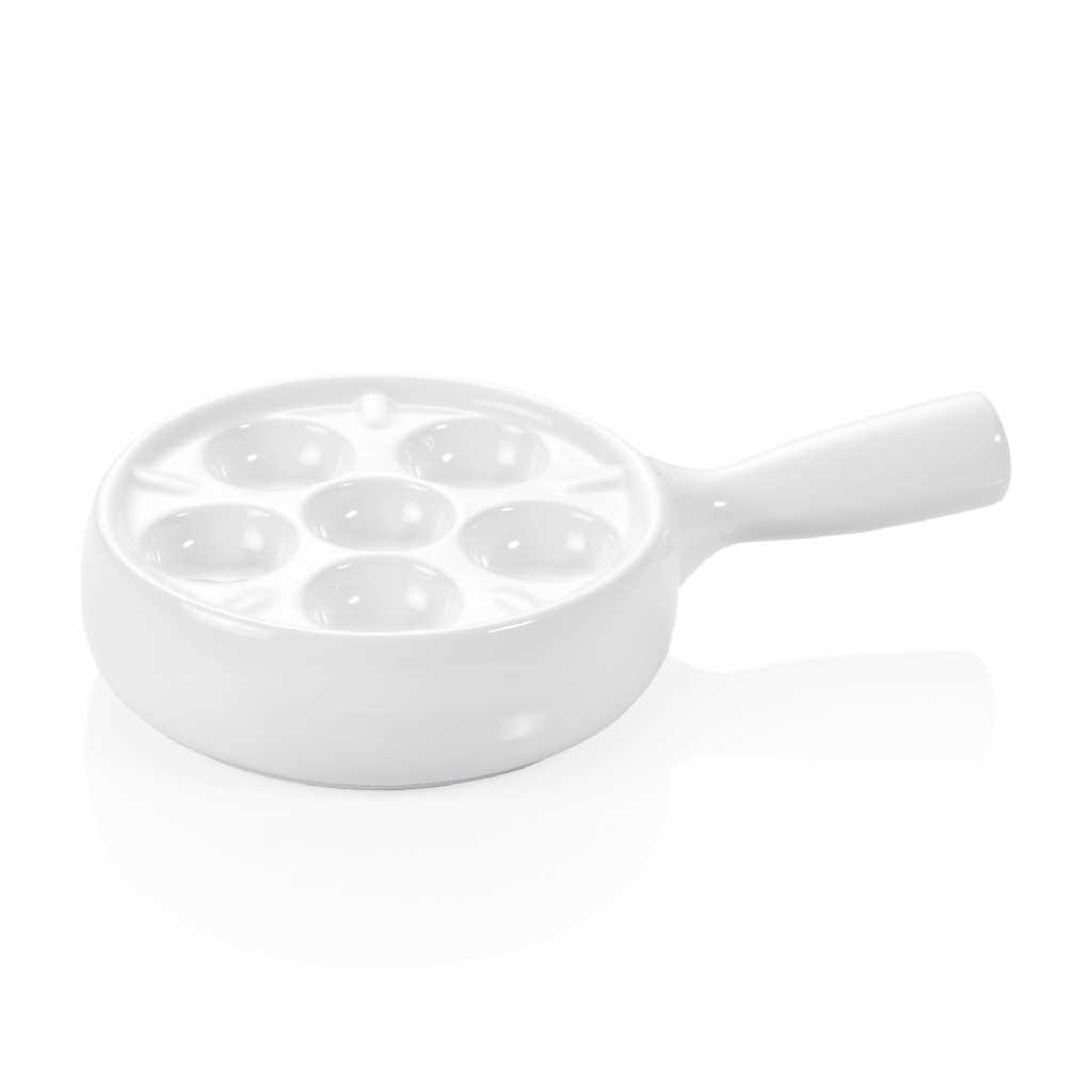 Schneckenplatten mit Stielgriff aus Porzellan