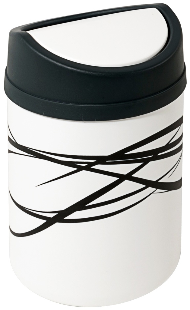 Tischabfallbehälter aus weißem Polypropylen mit Schwingdeckel ∅ 12,5cm