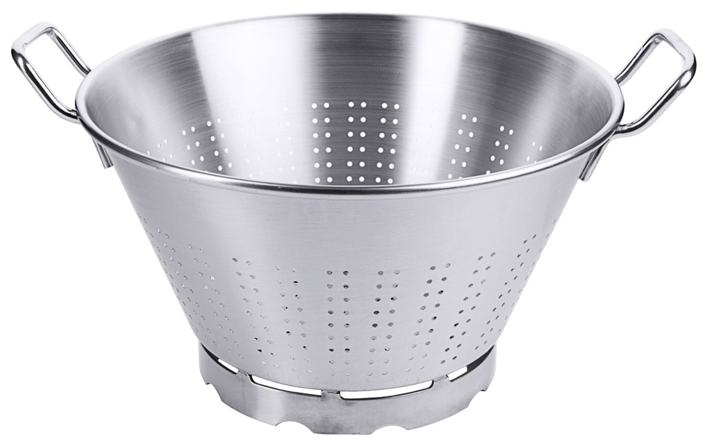 Seiher mit Bodenring aus Edelstahl