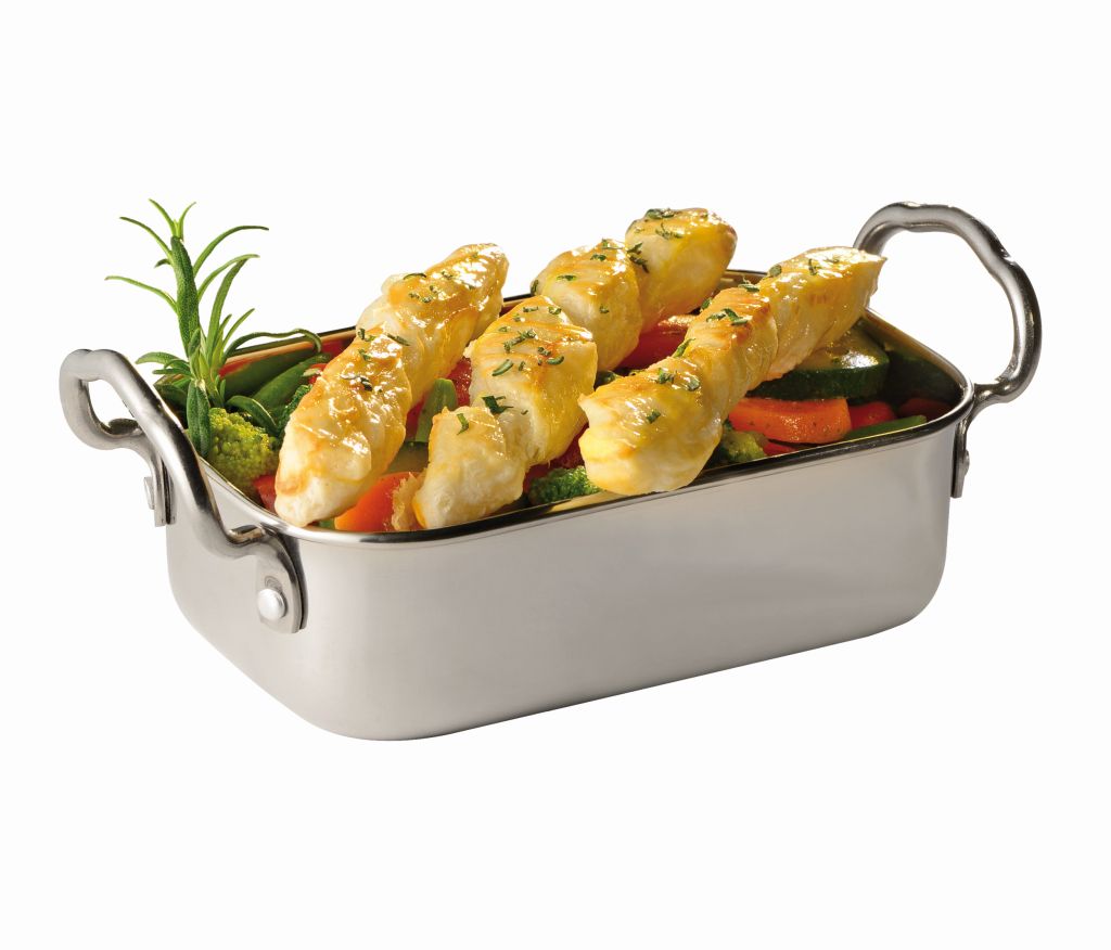 Servierpfannen Snackholder APS aus Edelstahl 17,5x9,5cm