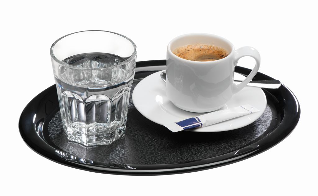 Serviertabletts 'Kaffeehaus' oval aus Melamin schwarz