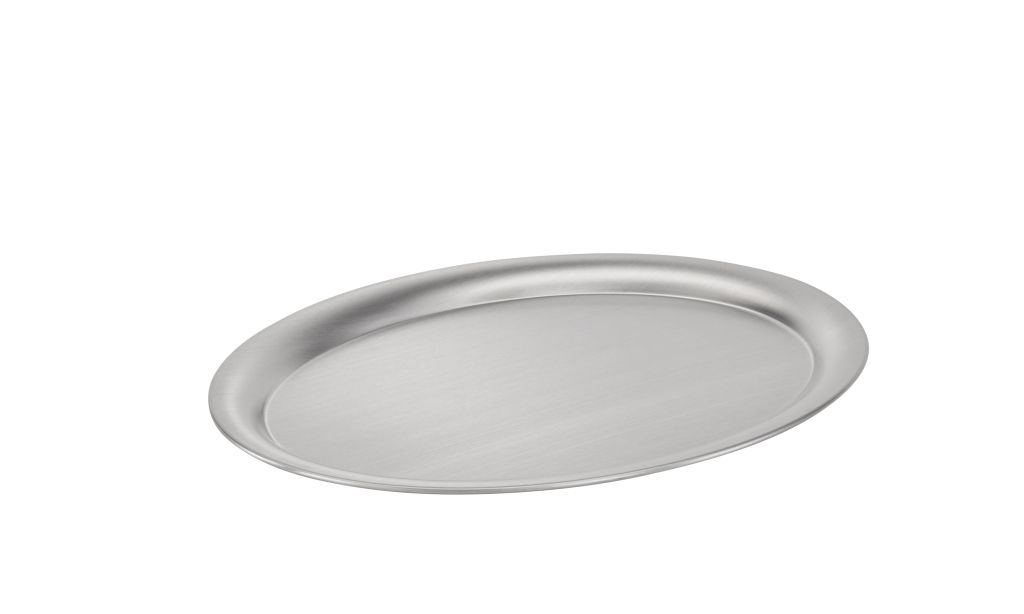 Serviertabletts 'Kaffeehaus' oval aus Edelstahl matt poliert