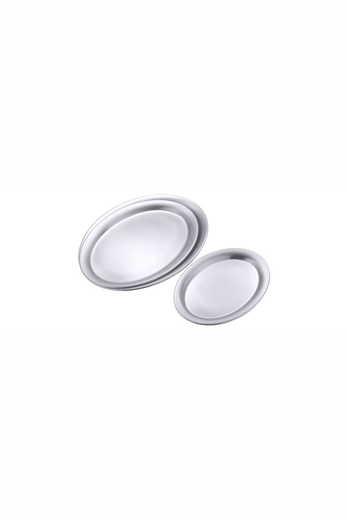 Serviertabletts Contacto oval aus Edelstahl matt poliert