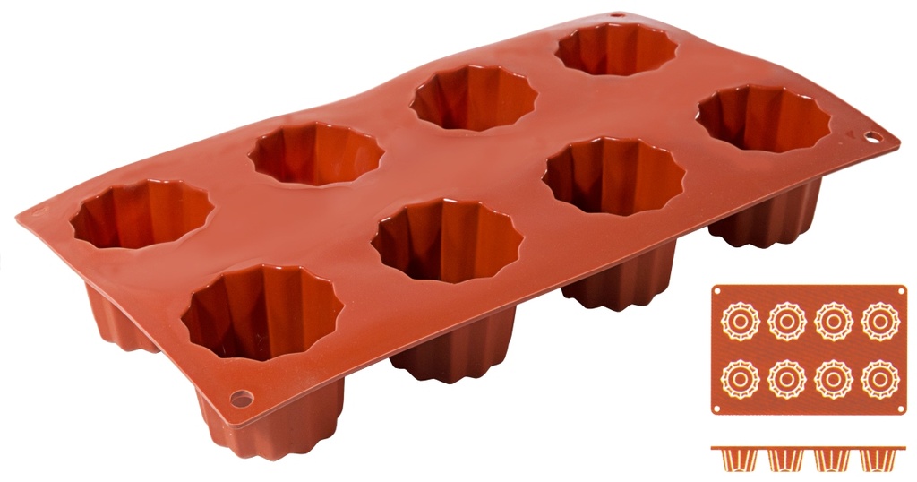 Backmatten BORDEAUX CANNELÉ aus reinem flexiblen Silikon 