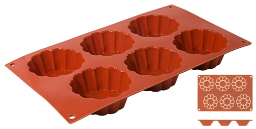 [CTO-6638/863] Backmatten Contacto BRIOCHETTE aus Silikon 6 Formen (8cm, 30mm)