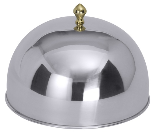 [CTO-8880/240] Speisecloche Contacto aus Edelstahl mit vergoldetem Griffknopf  (23.6cm, 140mm)