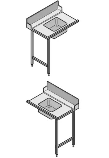 [ECO-01-512511-001] Standard-Tisch mit Becken und Spritzblech (links) Ecomax (700mm)
