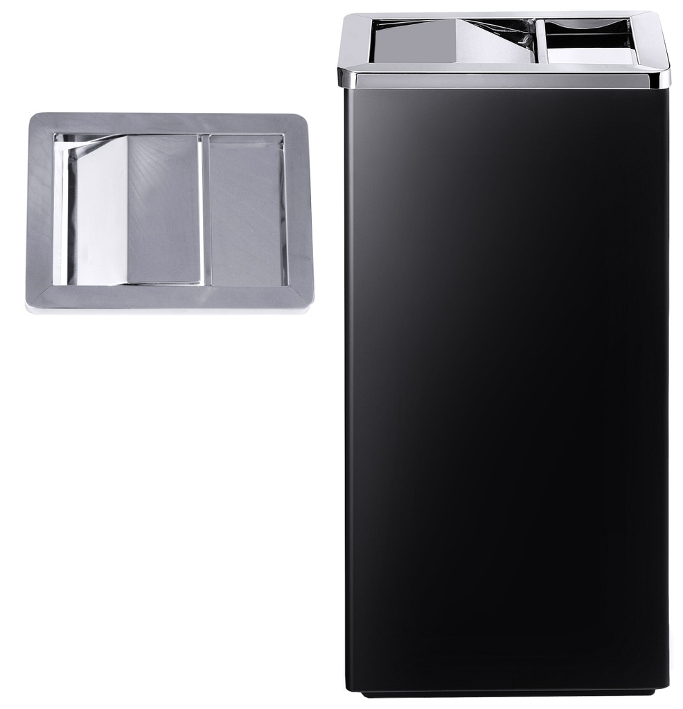 Standascher aus matt schwarz lackiertem Stahlblech