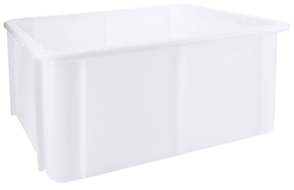 Stapelkasten aus weißem Polyethylen mit Seitenverstärkung