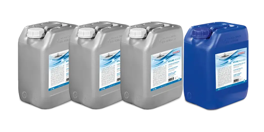Starter-Paket HLSG-1, 3x11 kg Reiniger/1x10 L Klarspüler für Gläserspülmaschinen Ecomax