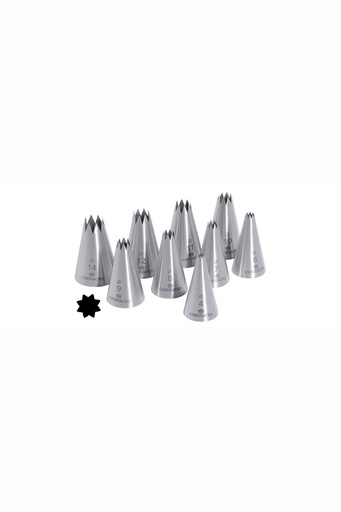 [CTO-1709/010] Sterntüllen - Satz Contacto 9 Stck aus Edelstahl 18/10 Lochdurchmesser 4 bis 14 mm