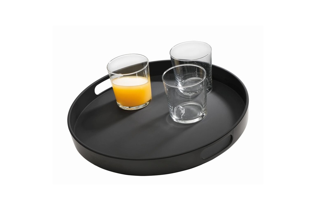 Tablett APS 'Bistro' rund ø 35,5 cm aus Melamin schwarz, rutschfest