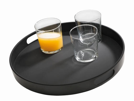 [APS-84045] Tablett APS 'Bistro' rund ø 35,5 cm aus Melamin schwarz, rutschfest