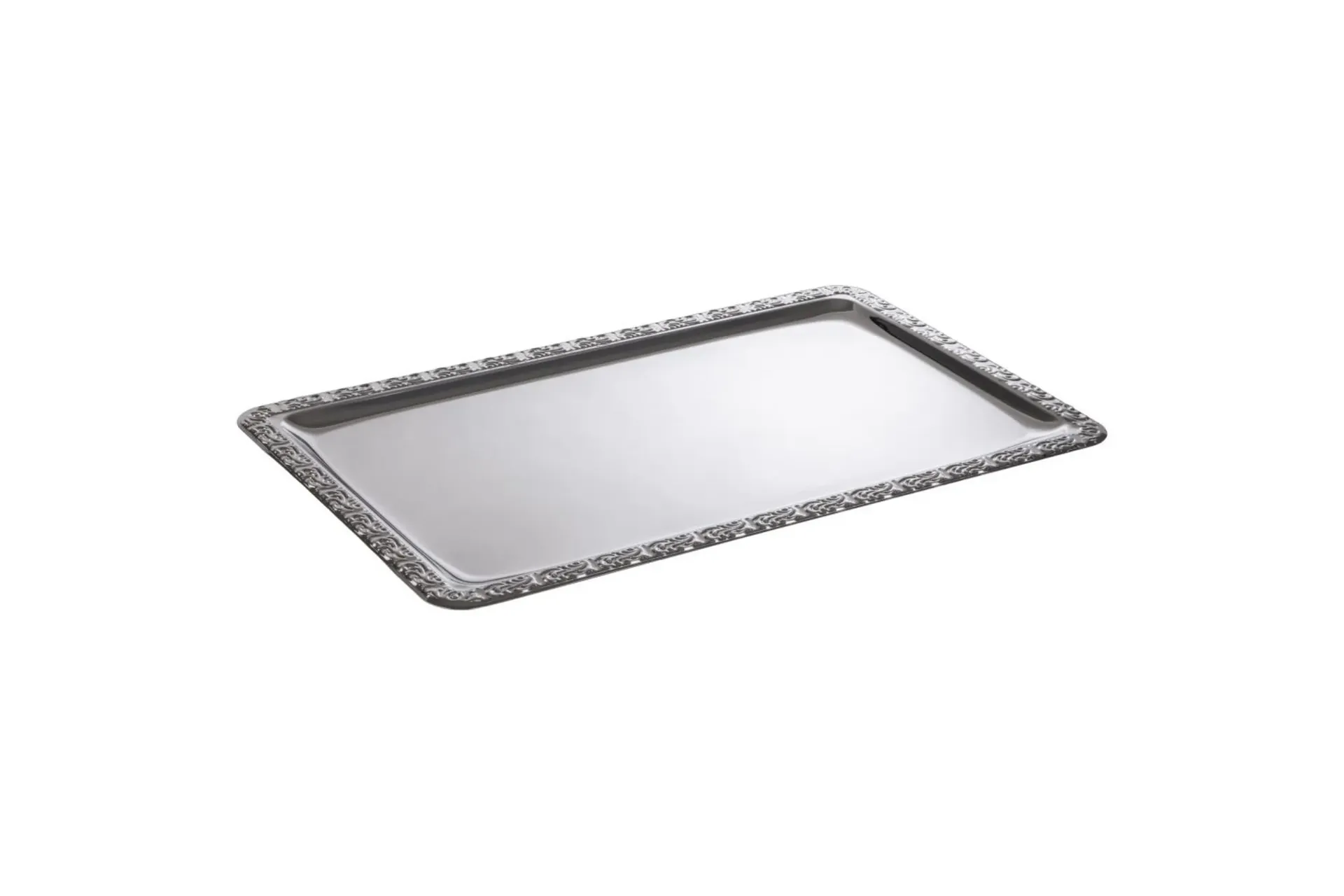 Tablett APS 'Schöner Essen' GN 1/1 (53x 32,5cm) aus Edelstahl mit Dekorrand