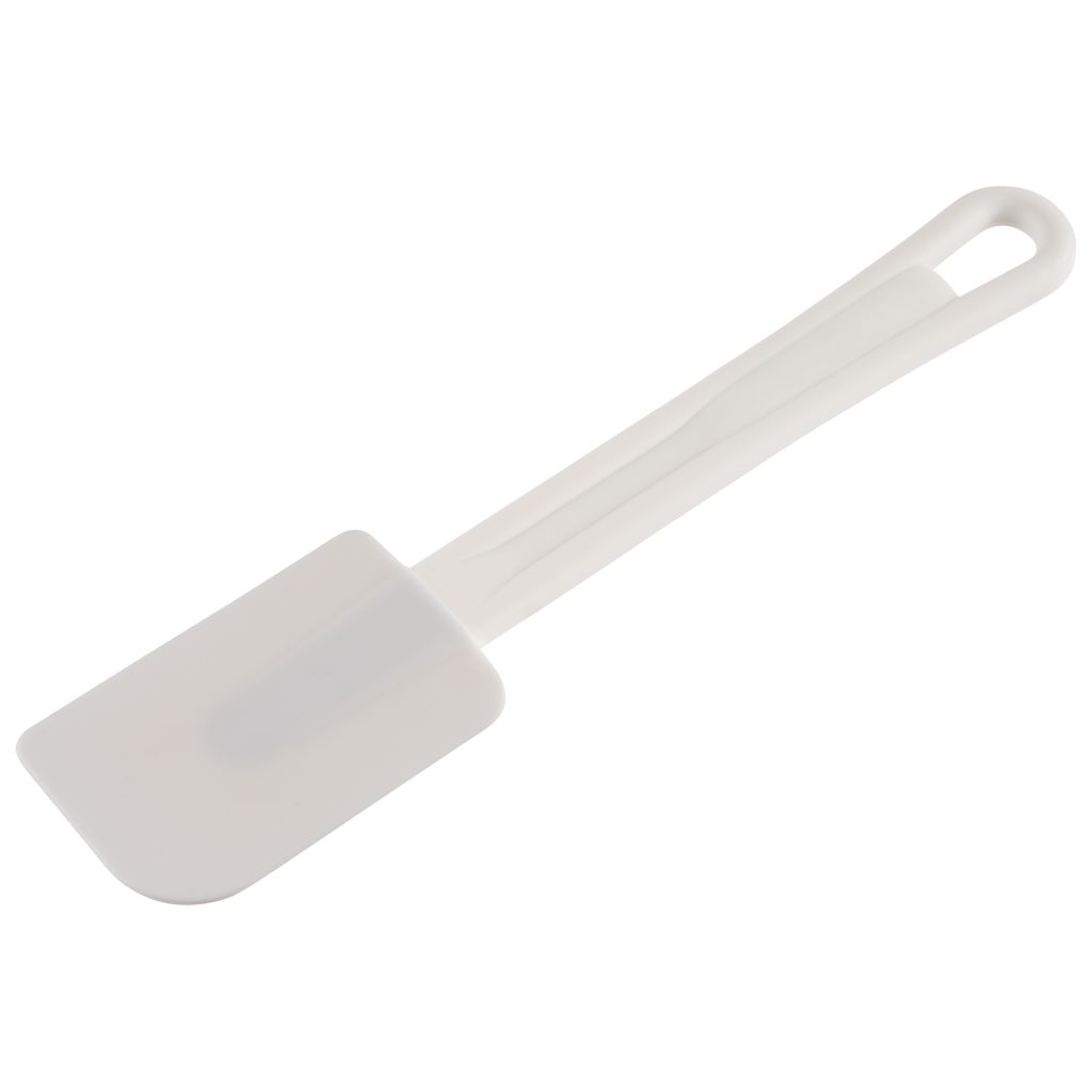 Teigspatel / Stielschaber aus Polyamid Silikon weiß mit Aufhängeloch