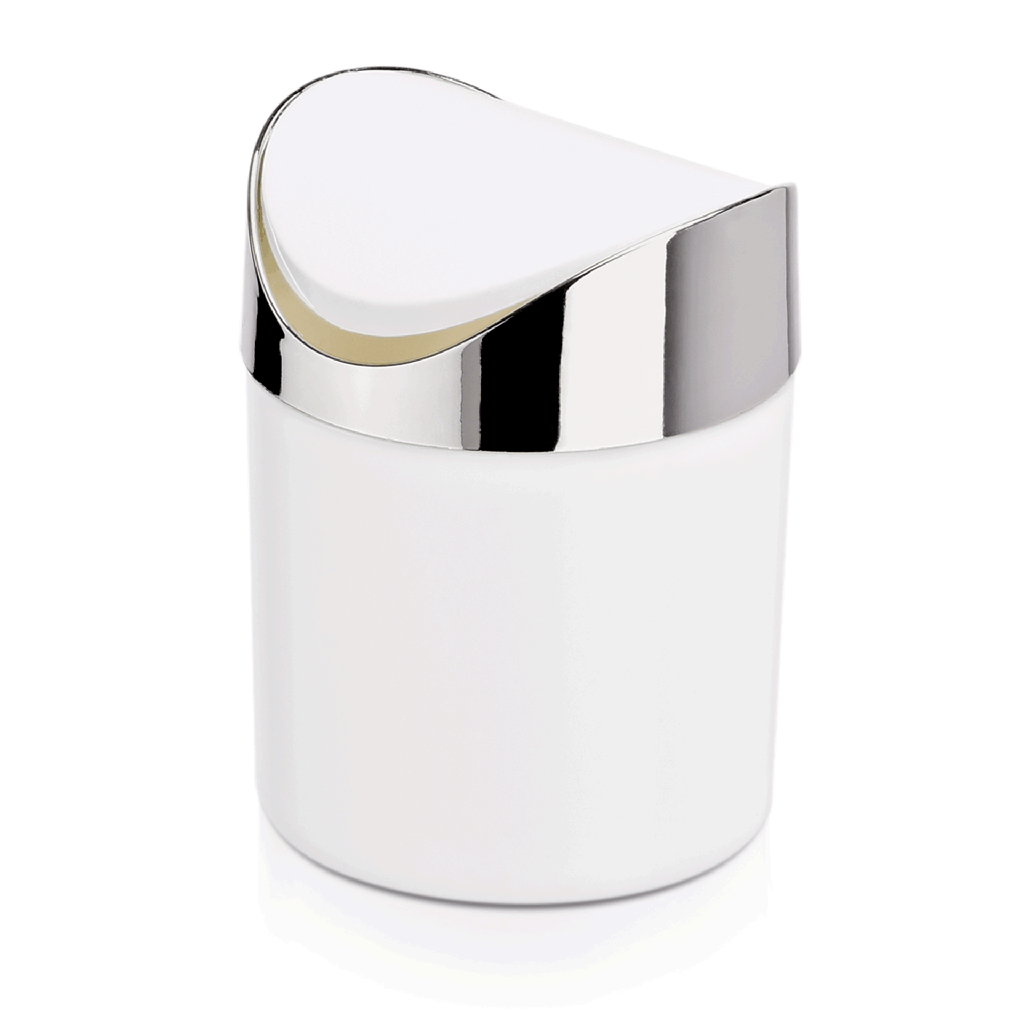 Abfallbehälter aus Kunststoff verchromt mit Schwingdeckel 1,2 Liter
