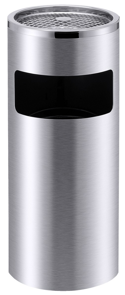 Papierkorb mit Aschenbecher aus Edelstahl 