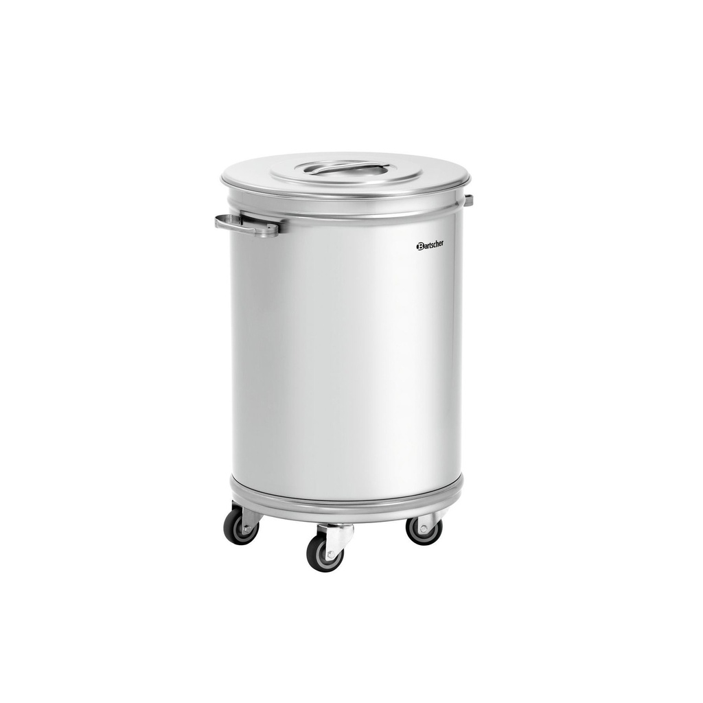 Abfalleimer aus Edelstahl mit Rollen und Deckel  56 Liter Bartscher