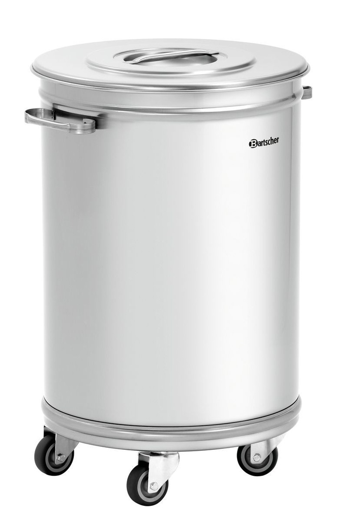Abfalleimer aus Edelstahl mit Rollen und Deckel  56 Liter Bartscher