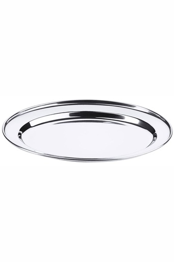 [CTO-3/300] Bratenplatte Contacto flach oval aus Edelstahl (220mm, 300mm, 18mm)