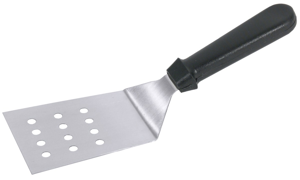 Pizzaheber aus starrem Edelstahl perforiert  11,5xm x 9cm, 27,5cm lang