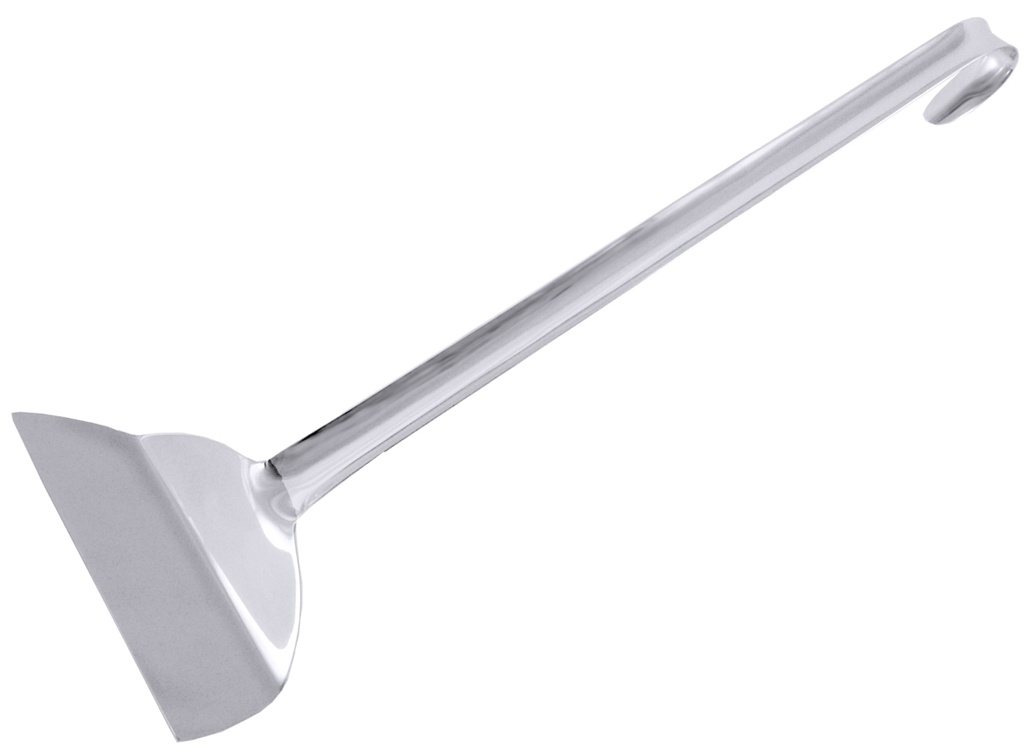 Paella-Pfannenschieber/ Pfannenschaufel aus Edelstahl mit Hakenstiel 17cm x 5cm