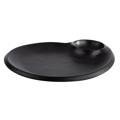 [APS-85074] Teller APS 'Nero' flach, mit Dipschälchen (240mm, 100mm, 7cm)