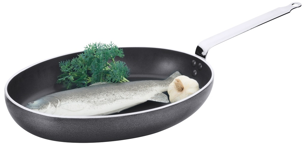 Antihaft-Fischpfanne oval aus Aluminium 36x25cm