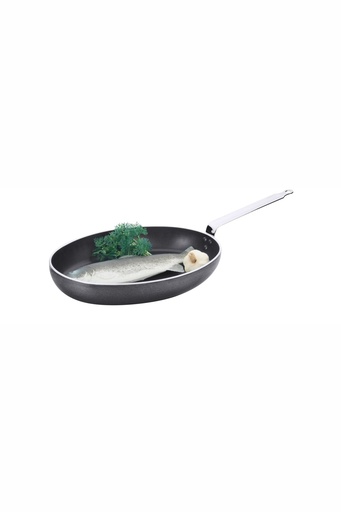 [CTO-5076/360] Fischpfanne Contacto mit Beschichtung oval 36x25cm aus Aluminium