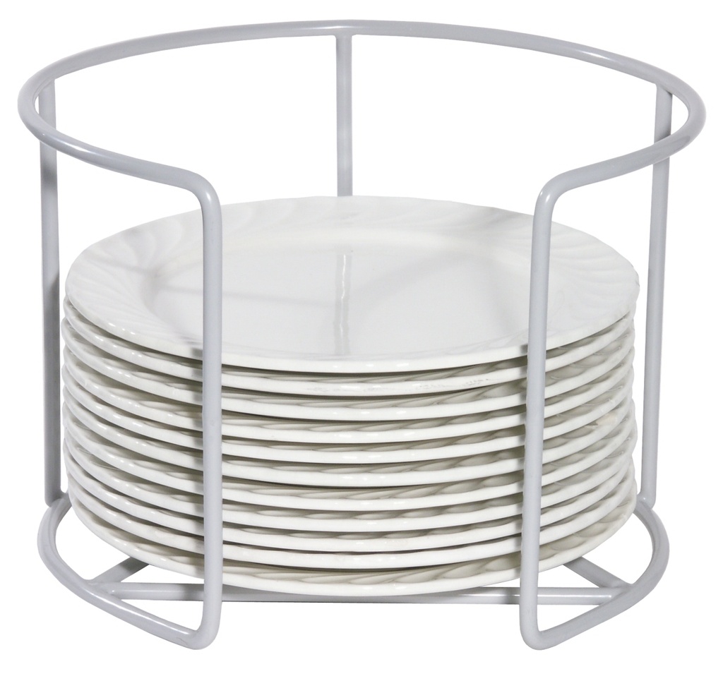 Tellerhalter aus hellgrauem kunststoffummanteltem Stahldraht (28cm)