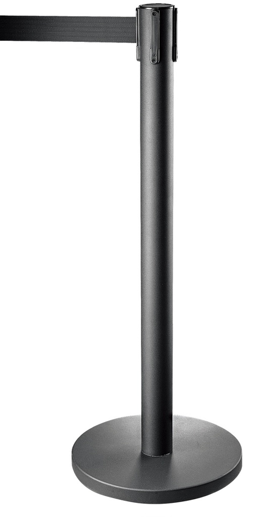 Abgrenzungspfosten mit Gurtband schwarz, Höhe: 94cm