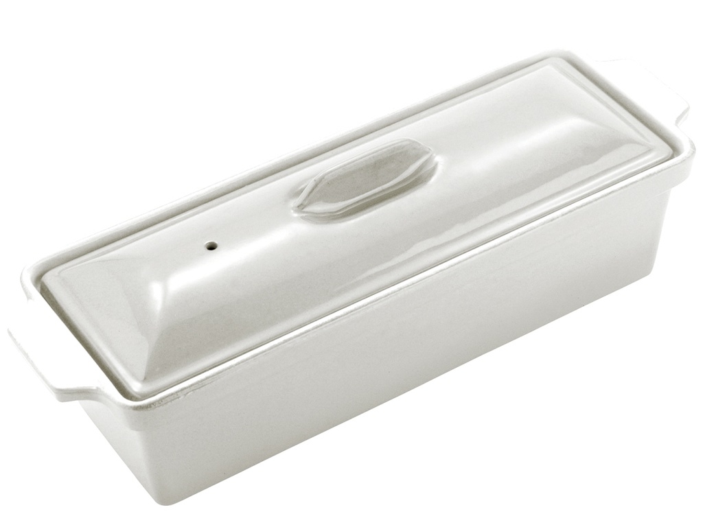 Terrinenform aus Gusseisen weiß emailliert 28x9x8cm