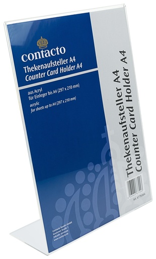 [CTO-6779/004] Thekenaufsteller Contacto aus Acryl in L-Form (DIN A4, 210mm, 297mm)