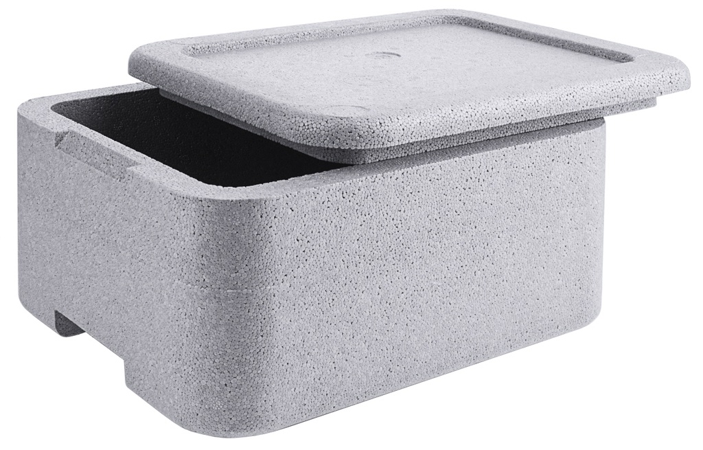 Thermobox für Menüschalen aus grauem EPS