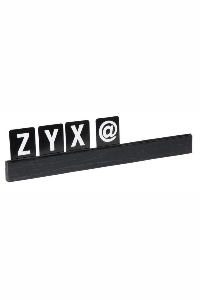 4 Buchstabenleisten Contacto farbig aus Kiefernholz 4x25cm