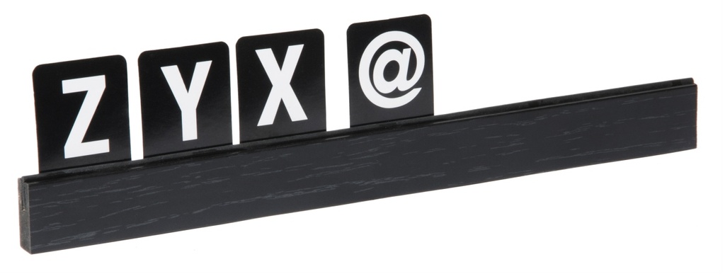 4 Buchstabenleisten farbig aus Kiefernholz 4x25cm