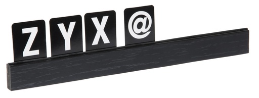 [CTO-7636/105] 4 Buchstabenleisten Contacto farbig aus Kiefernholz 4x25cm (schwarz)