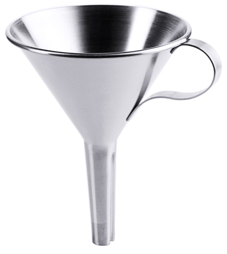 [CTO-5420/100] Trichter Contacto mit Griff und Seitennut aus Edelstahl  (9cm, 120mm, 0.1)