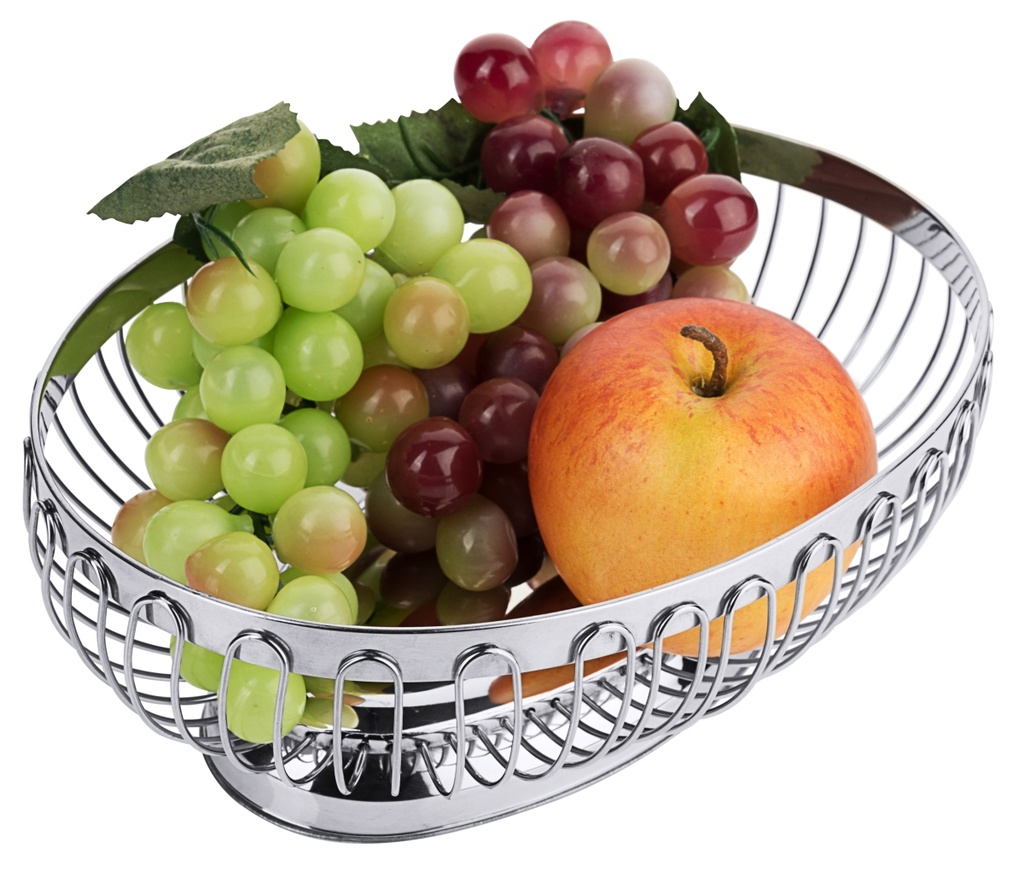 Buffetkorb oval aus hochglänzendem Edelstahldraht 22x 17,2cm